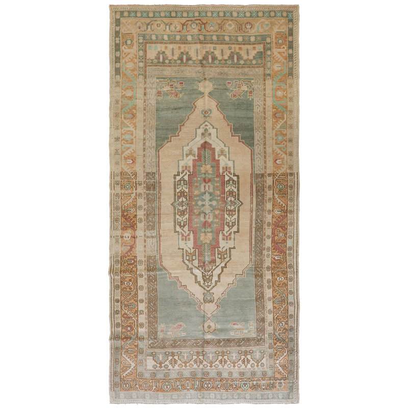 Vintage Turkish Tashpinar Wool On Wool 5Ft1inx10ft7in Beige