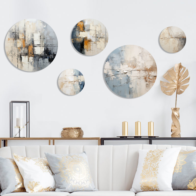 Simple Winter Landscape I - Winter Landscape Winter Landscape, ensemble d'art mural rond de 5