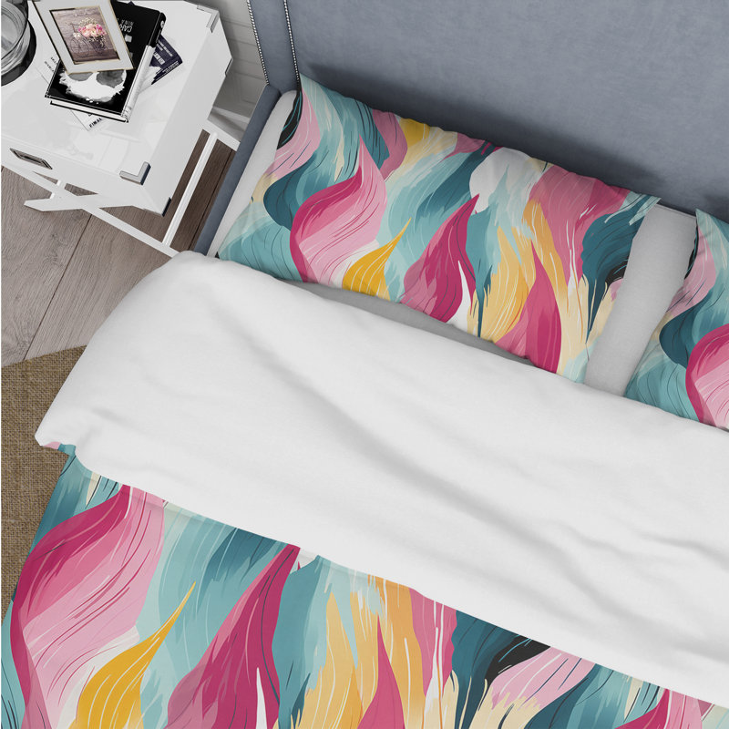 Ensemble de housse de couette à rayures bleues et roses, Housse de couette pour grand lit et 2 taies décor