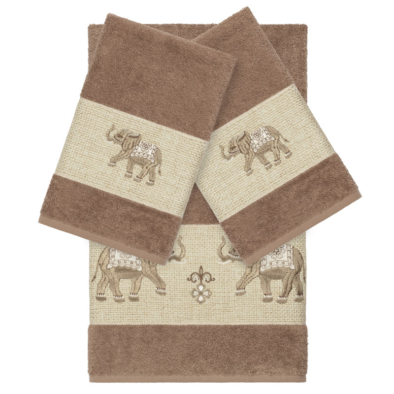 Ensemble de serviettes en coton turc 4 pièces Quinn, Latte, 3 Piece Towel Set