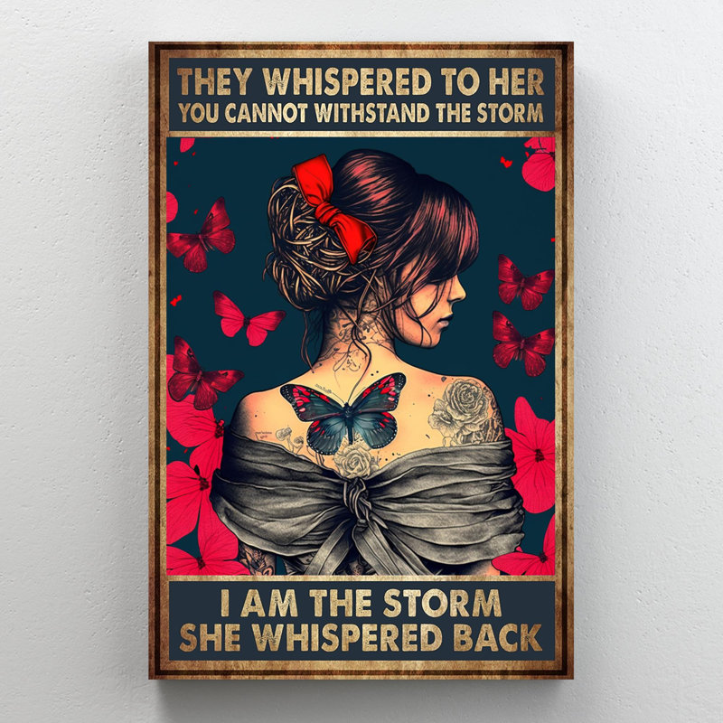 «Woman Butterfly I Am The Storm», impression sur toile, H 36 po x l 24 po x P 1,25 po