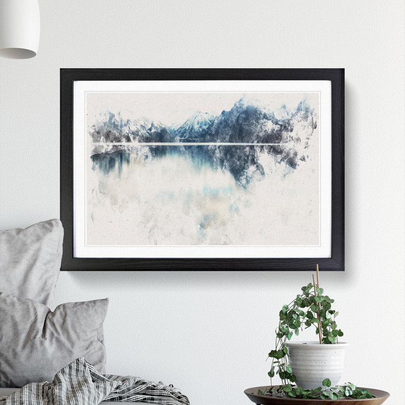 Lake McDonald Montana Watercolour - Print, 24cm H x 33cm W x 2cm D, Black  Single Picture Frame Wood