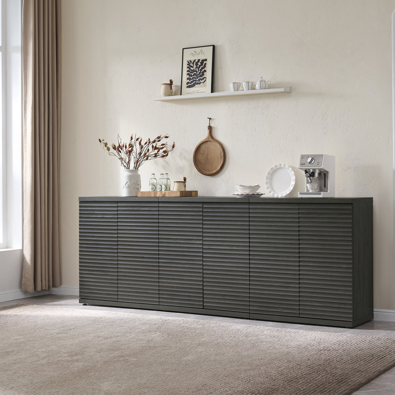 Buffet 30,9 po avec tablettes et portes réglables Cesiro, Aulne gris foncé, 3