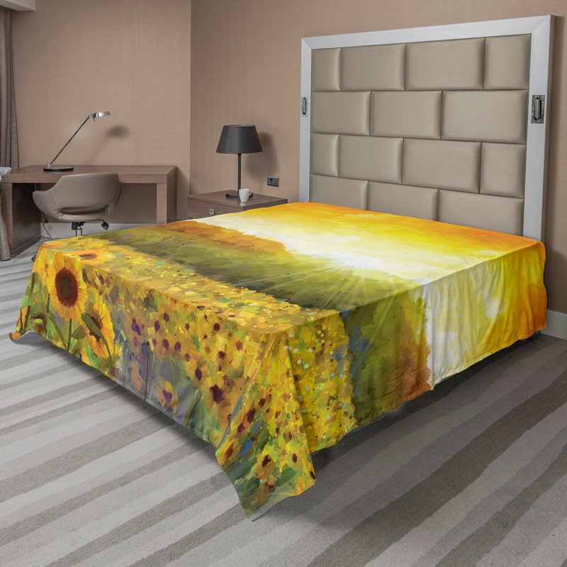 Drap-housse Ambesonne Oranger, Drap plat pour très grand lit californien