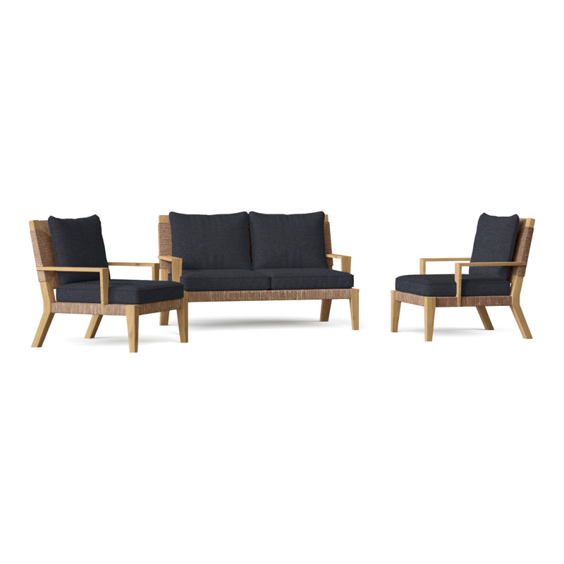 Hadley Outdoor 3 - Piece Conversation Set, Hadley Hemp, Perigold Play Navy