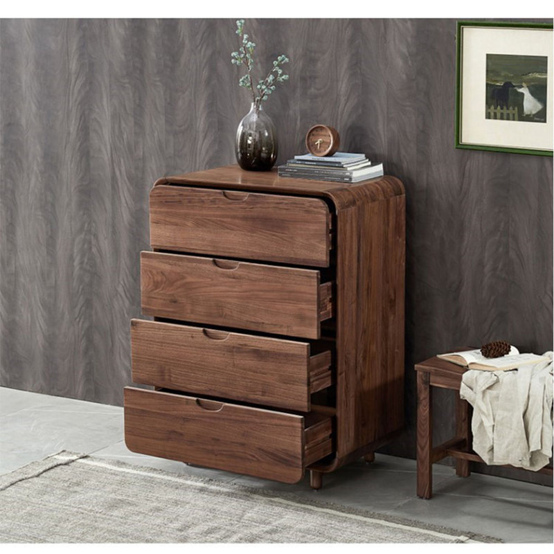 Black Walnut Drawer Storage Cabinet Solid Wood Accent Chest