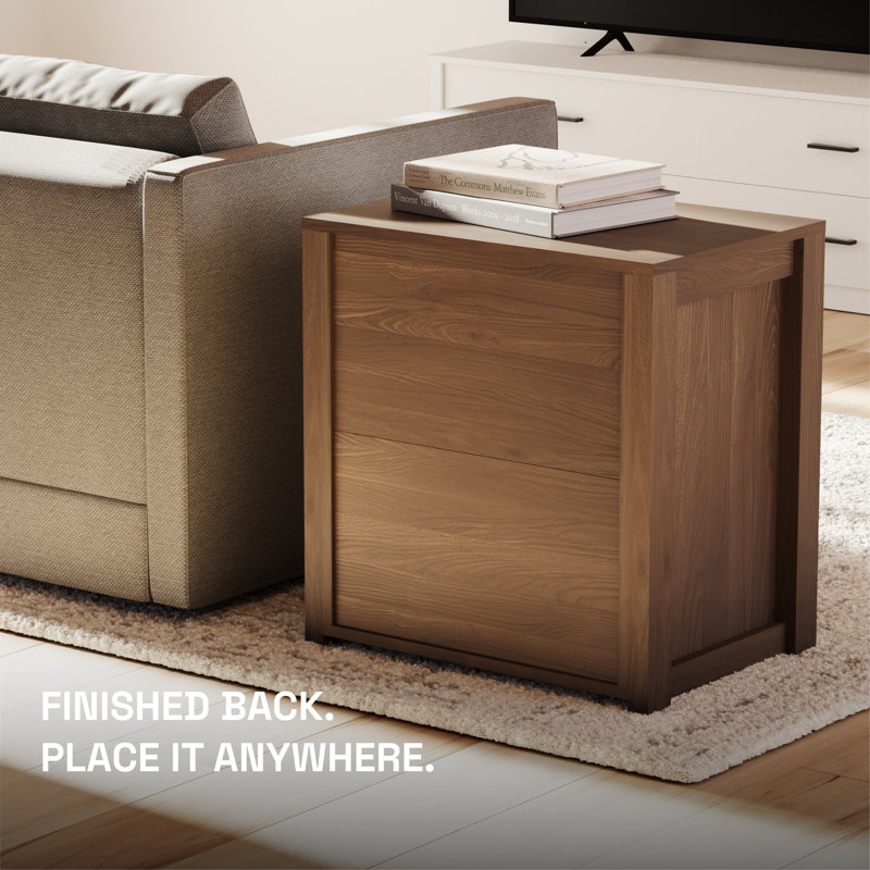 23” 2 Drawer Nightstand with Finished Back, Walnut