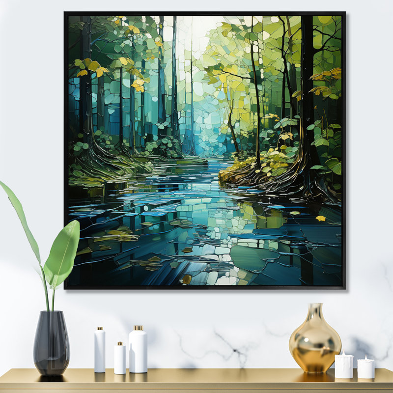 " Drip Natures Pulse River II ", 30" H x 30" W x 1" D, Black Floater Framed
