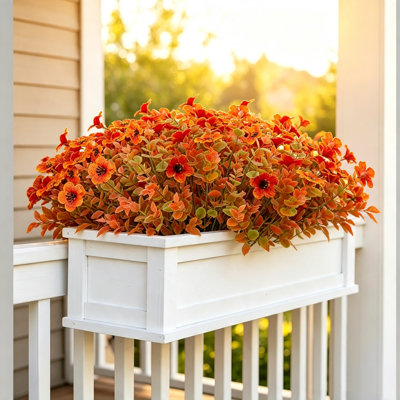 6pcs/set Artificial Eucalyptus Autumn Plant 7 Forks Fake Eucalyptus Faux Floral Bouquet for Front Porch, Window Box, Patio Planter, Home & Garden, A6