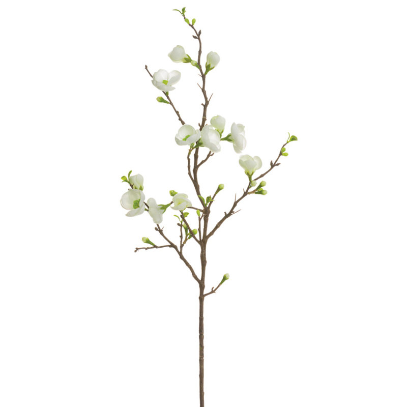 35"Quince Blossom Stem (2 Colours), Cream