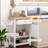 Utility Kitchen Cart, Rolling Kitchen Island with Smooth Rubberwood Top, Narrow Butcher Block Surface on Wheels with Storage Drawer & Cabinet, White-799461449
