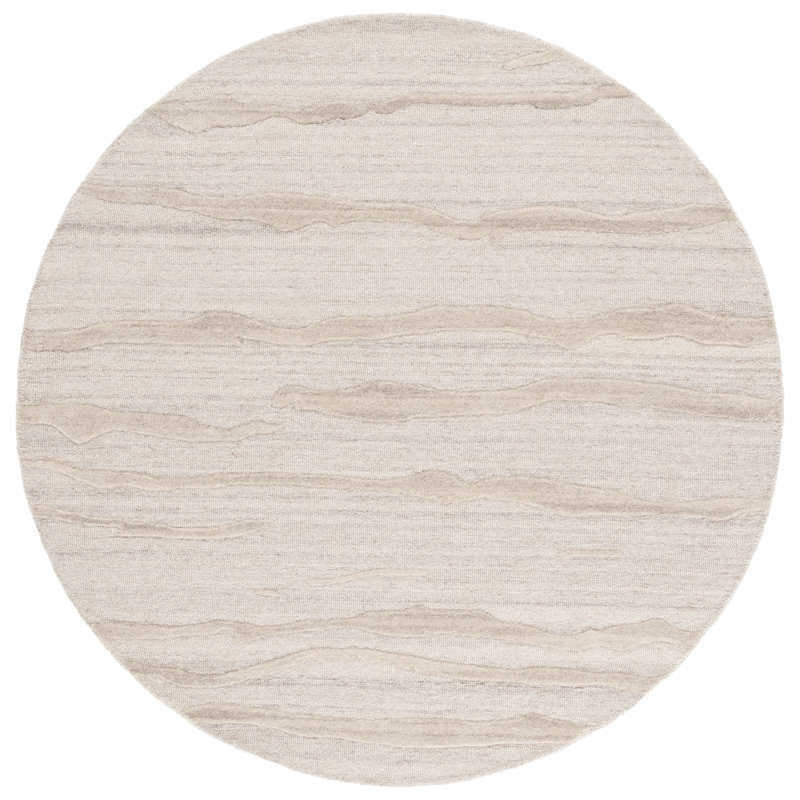 Oza Abstract Hand Tufted Wool/Cotton Abstract Rug in Beige, Round 6'