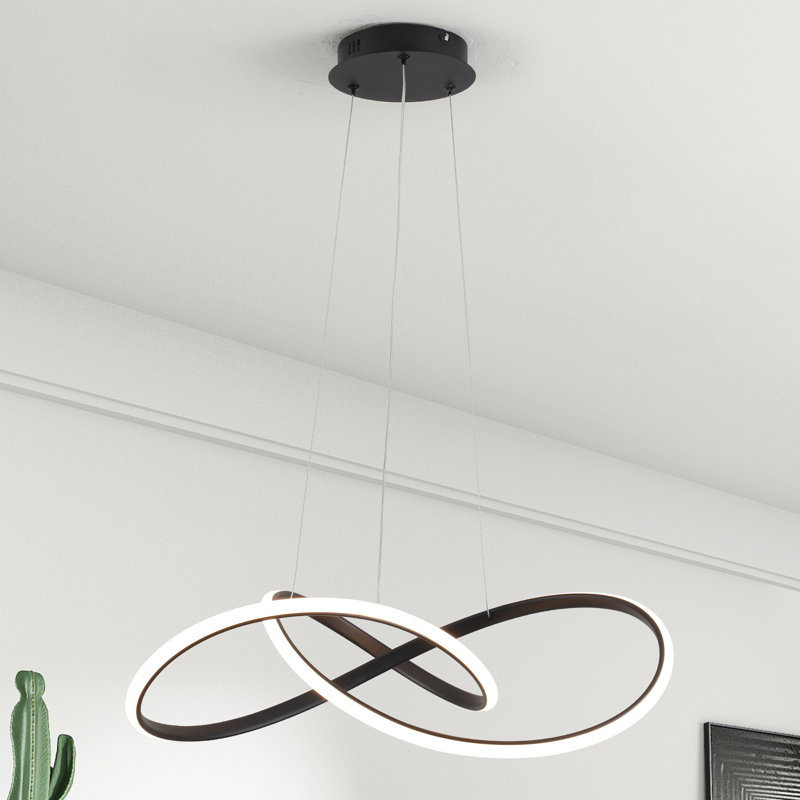 Lustre linéaire moderne à 1 lumière à intensité variable Jahzlynn, Noir mat