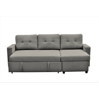 Convertible L-Shaped Sectional Sleeper Sofa Bed, Stylish Apartment Furniture, Saving Pull Out Couch For Small Spaces And Living Rooms, Grey