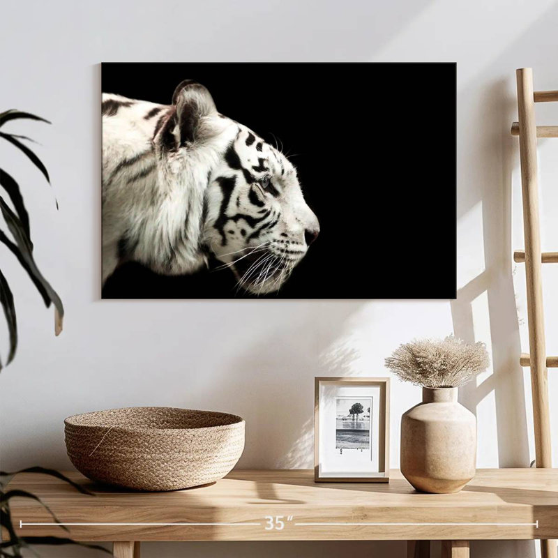 Brampt Curious White Tiger, 30" H x 45" W