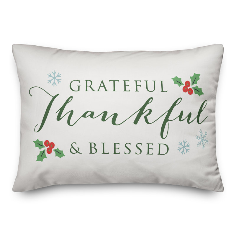  Coussin lombaire rectangulaire Grateful Thankful, Blanc
