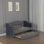 Lit de jour simple rembourré avec lit gigogne, charge USB, support de lattes en bois robuste, tissu de velours moelleux pour plus de confort et de style, gris