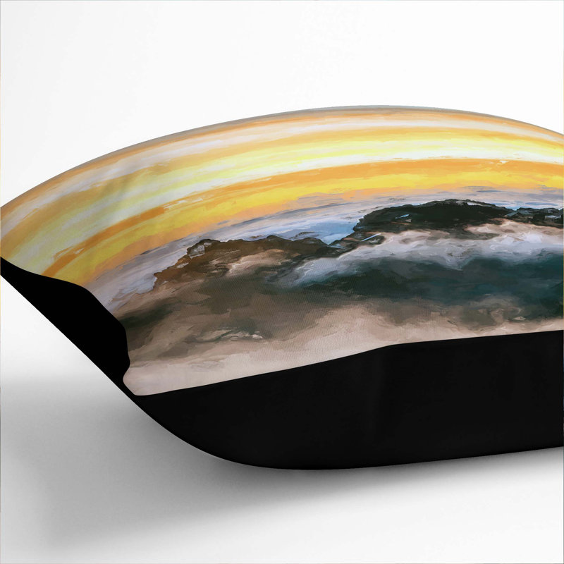 Mountain Peaks Cushion with Filling, 55cm H x 55cm W x 20cm D, Black
