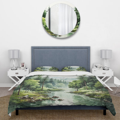 Tranquil Forêts Landscape I - Ensemble de housse de couette paysages - Microfibre de polyester