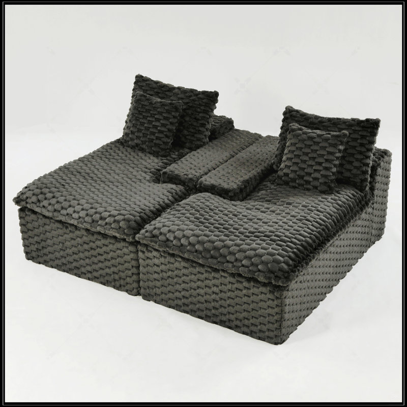 Chaise longue double Boneless Turtle, Noir