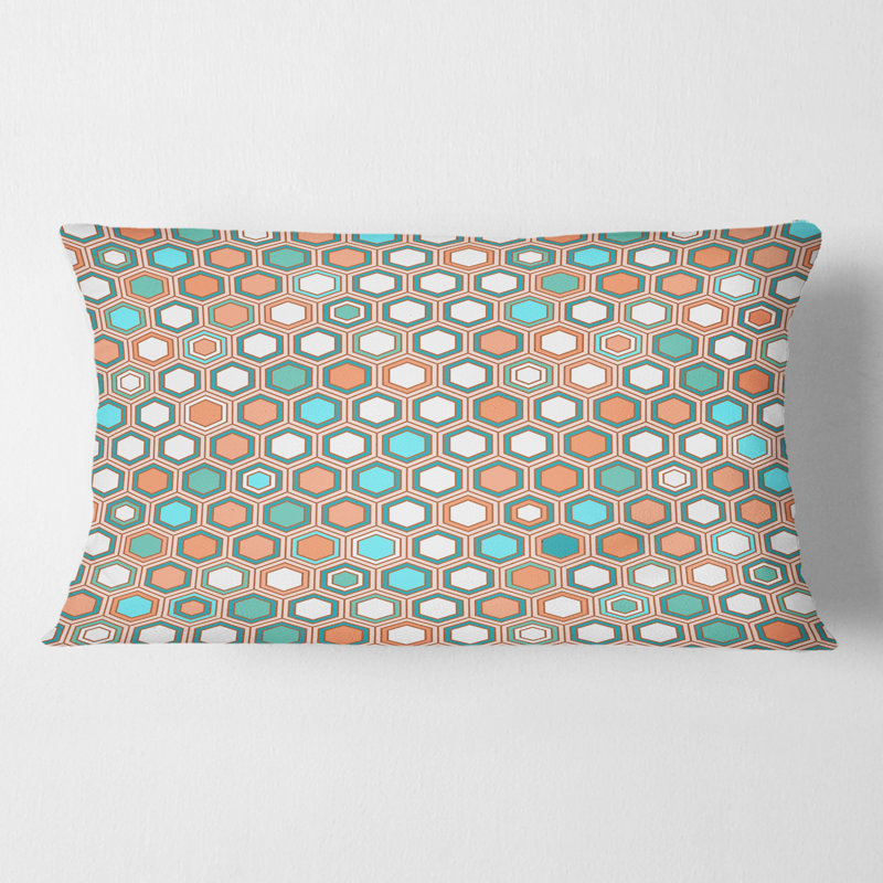 Coussin décoratif rétro à motif hexagonal III - Mid-Century