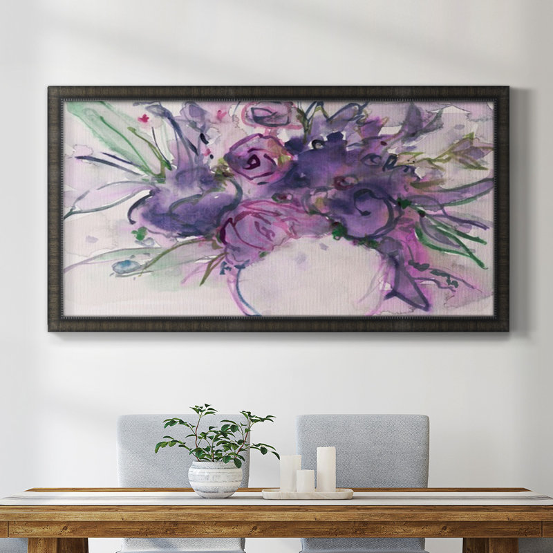 Lavande florale Splendor I - peinture sur toile à cadre unique, H 25 po x l 45 po x P 1 po