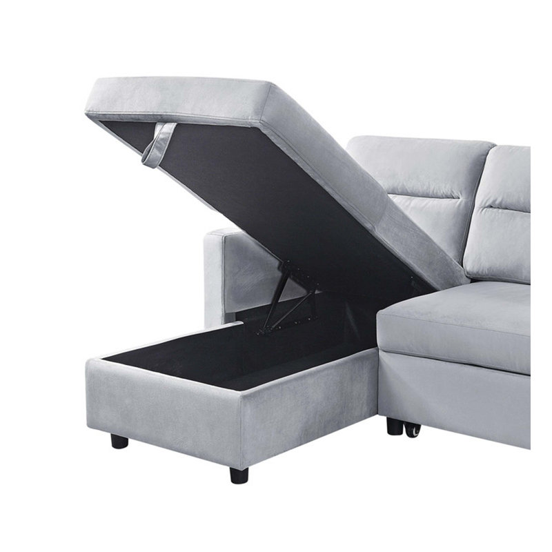Canapé modulaire en velours réversible avec rangement et méridienne Ruby