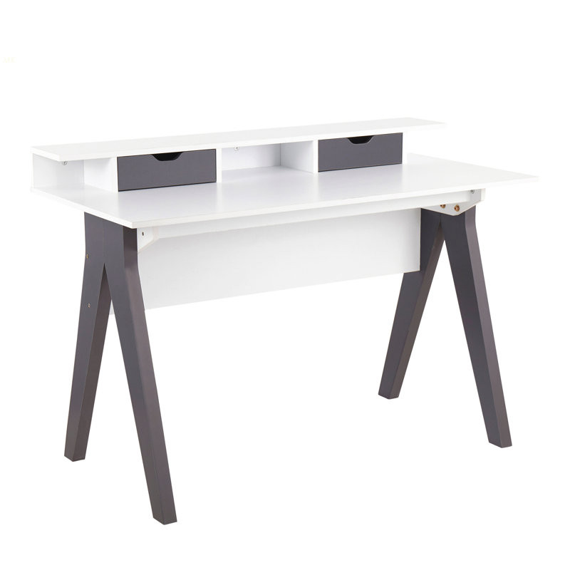 Wishbone Contemporary Desk In Grey And White Wood By