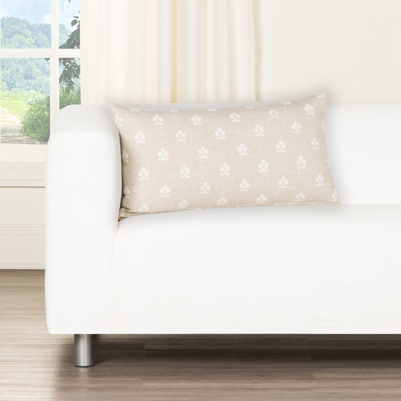 Housse et insert de coussin Hamachi, Lin floral 1, Polyester, Rectangle H 14 po x l 26 po