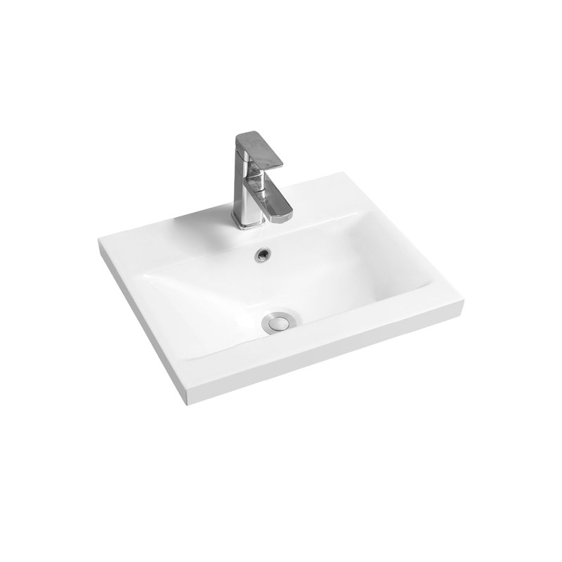 5004 Ceramic Mid-Edge Inset Basin with Dipped Bowl, 18cm H x 51cm W x 39cm D