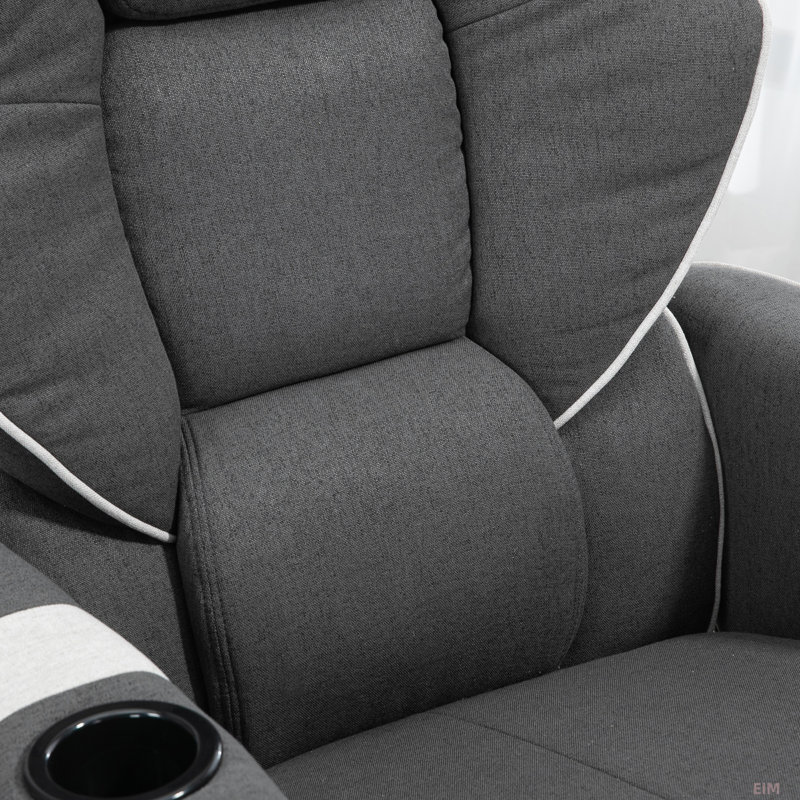 Fauteuil inclinable manuel, fauteuil pivotant avec repose-pieds et deux porte-gobelets pour le salon