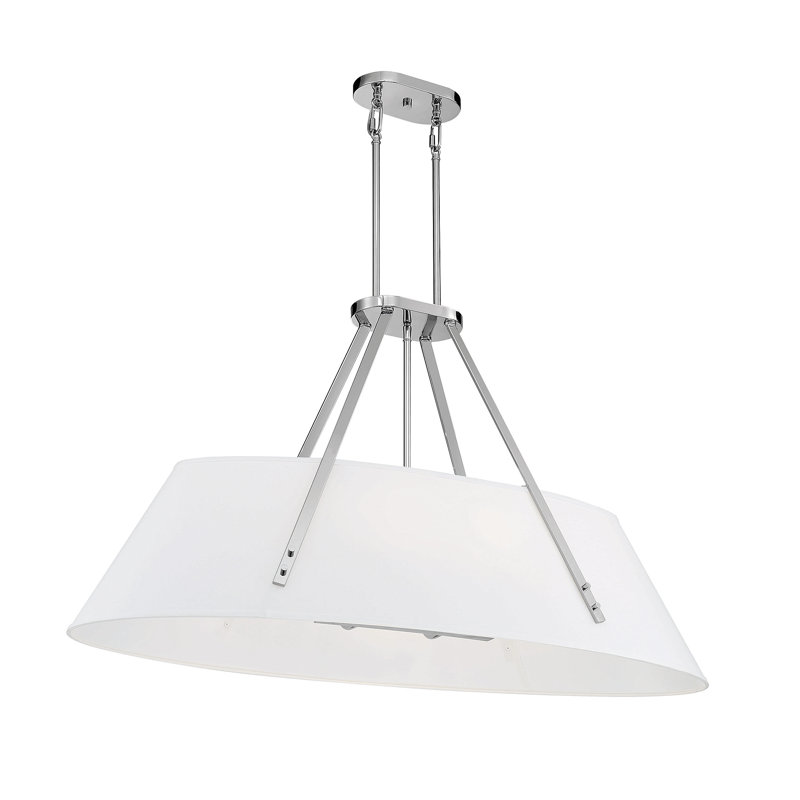 Luminaire suspendu linéaire à 6 lumières pour îlot de cuisine Hamal, Nickel poli
