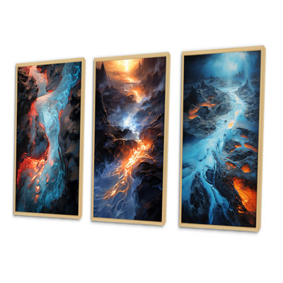" Wild Blue Lava River In Iceland " 3 - Pieces