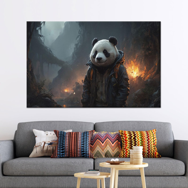Impression sur toile de panda élégant, H : 27,6 x L : 39,4 pouces