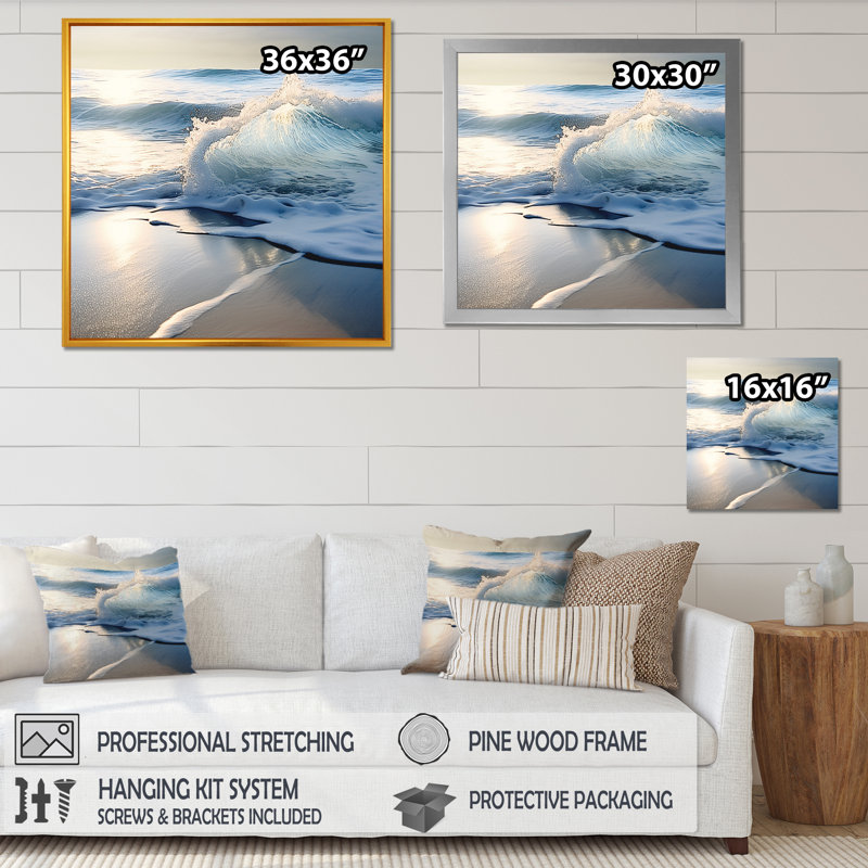 «Beach Wave Scenery Photo I - Coastal Waves», art mural, H 30 po x l 30 po x P 1 po, Cadre argenté flottant