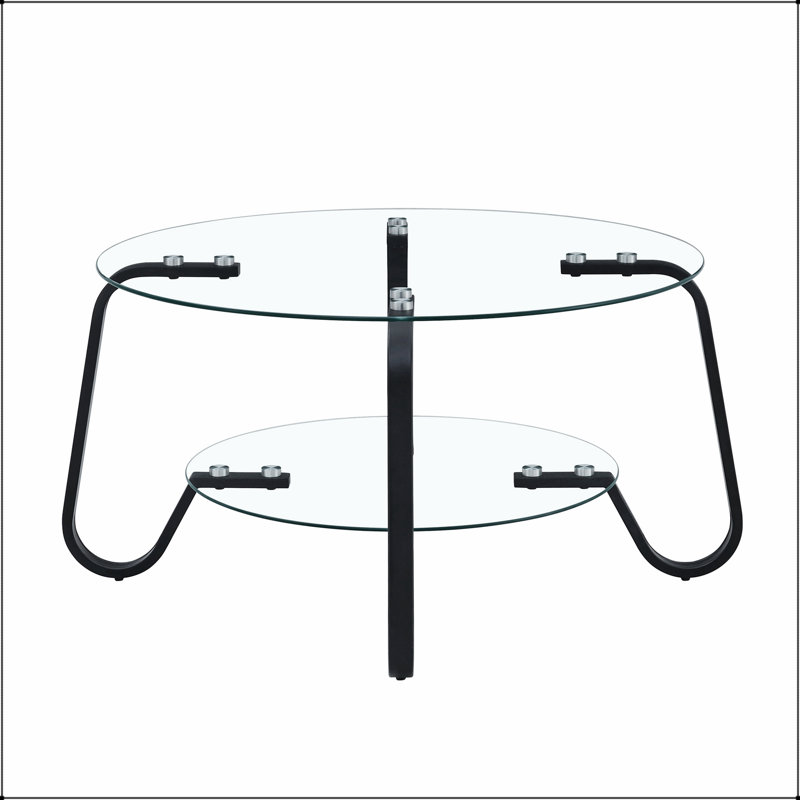 Table basse en verre trempé à structure métallique de style rétro minimaliste, ajoutant élégance et durabilité à votre salon