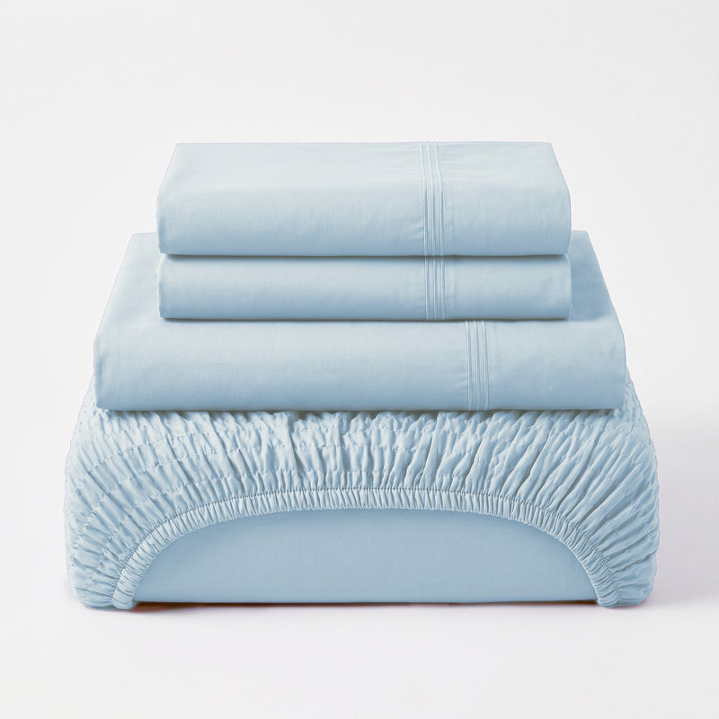 BedTite 4PC Fit Microfiber Sheet Set - Elastic Seamless Fits between 7" and 20" Deep Pocket, Blue