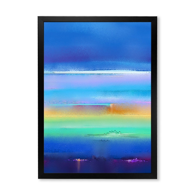 Impression sur les vagues de l'océan moderne - peinture, Cadre photo noir, H 20 po x l 12 po x P 1 po