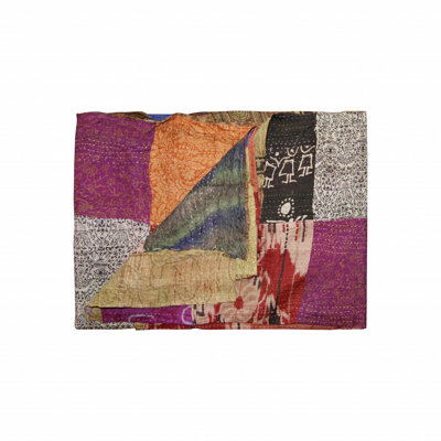 Kantha Quilted Throw Blanket