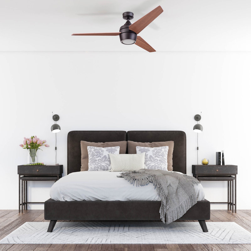 Eamon 52'' Ceiling Fan with LED Lights and Remote Control, Espresso Bean with Chocolate Maple