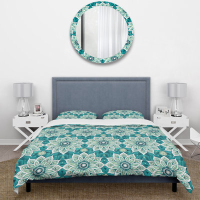 Blue Boho Florals II - Boho Duvet Cover Set