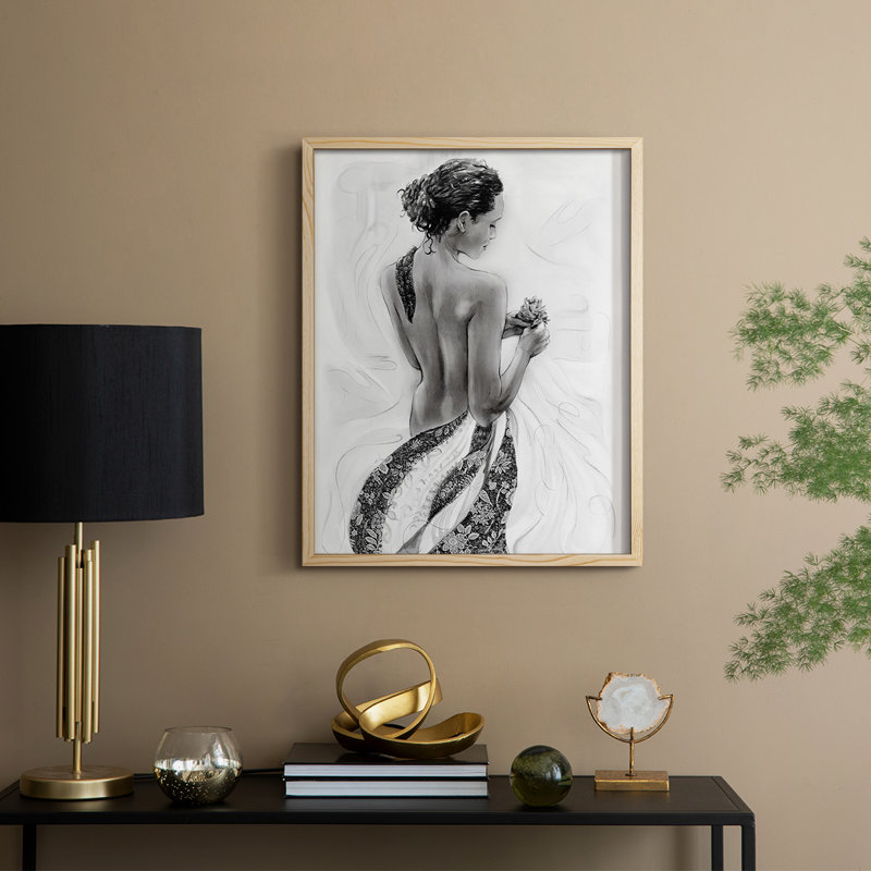 Solitude S croquis I, reproduction encadrée - bois massif, H 11 po x l 9 po