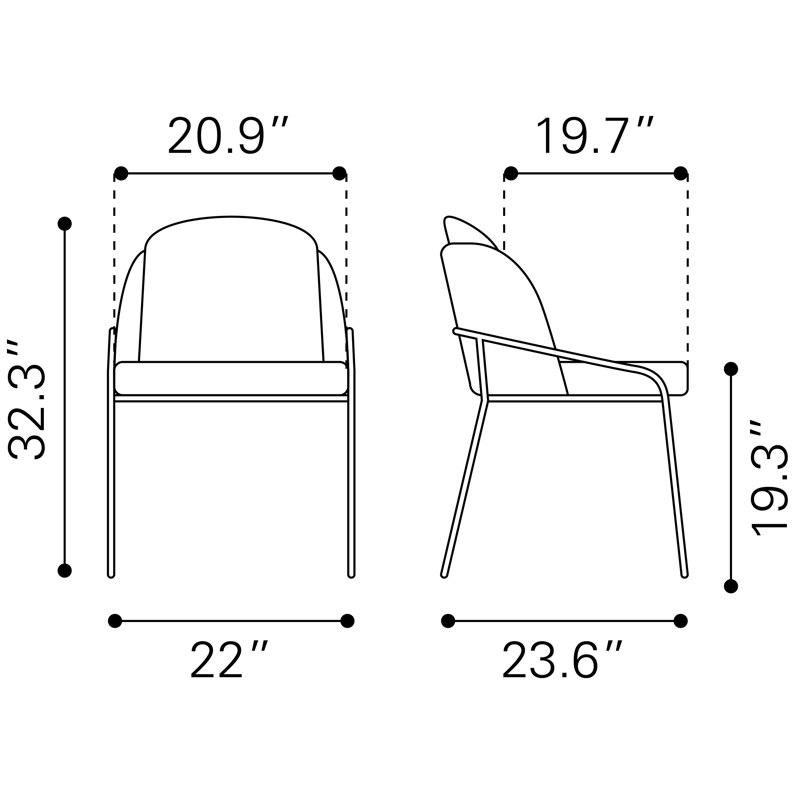 Ensemble de chaises Keeya (ensemble de 2), Ivoire