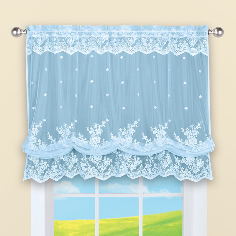 Cantonnière rétro en dentelle rose, Bleu