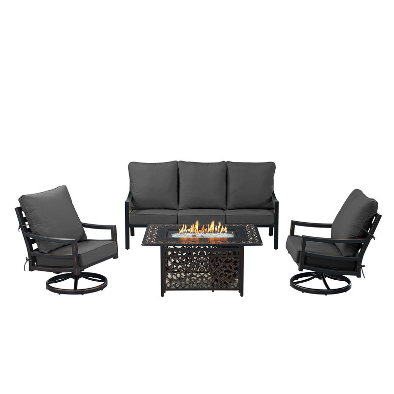 Febres Outdoor 4 - Piece Conversation Set, Black
