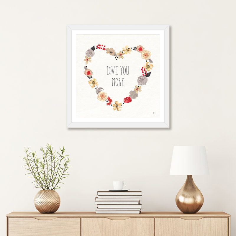«Love You More I Neutral» par Jess Aiken - impression d'art textuel, H 24 po x l 24 po x p 1 po, Papier encadré blanc, Blanc