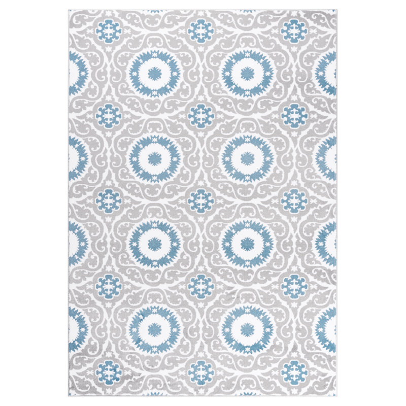 Tapis gris clair / bleu Shreffler, Rectangle 2 pi 2 po x 3 pi