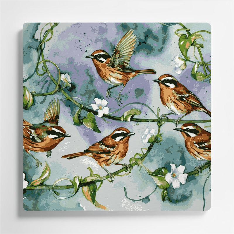 Birds Southern House Wren, art mural en métal bleu, H 16 po x l 16 po