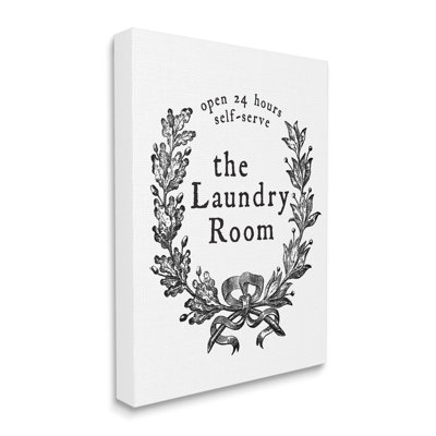 " 24 Hour Self-Serve Laundry Room Sign Vintage Wreath " by Lettered And Lined