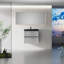 Meuble-lavabo flottant 24 po avec lavabo, meuble de rangement mural avec lavabo à quartz noir et tiroirs à fermeture en douceur entièrement assemblés